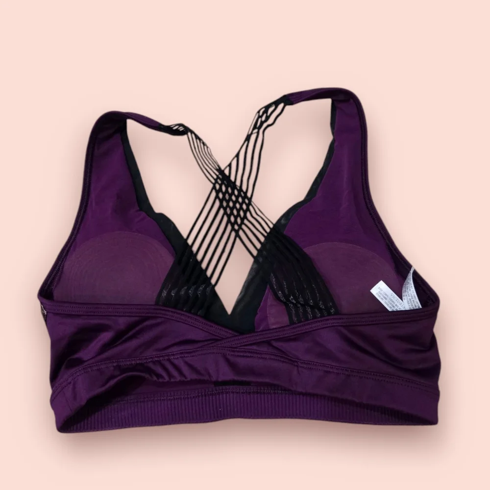 NWT VIctoria’s Secret Sports Bra Criss Cross Back Mesh Purple S